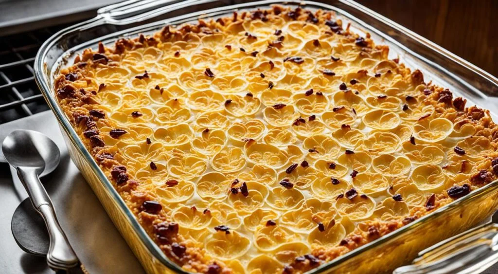 Gluten-free kugel baking in oven