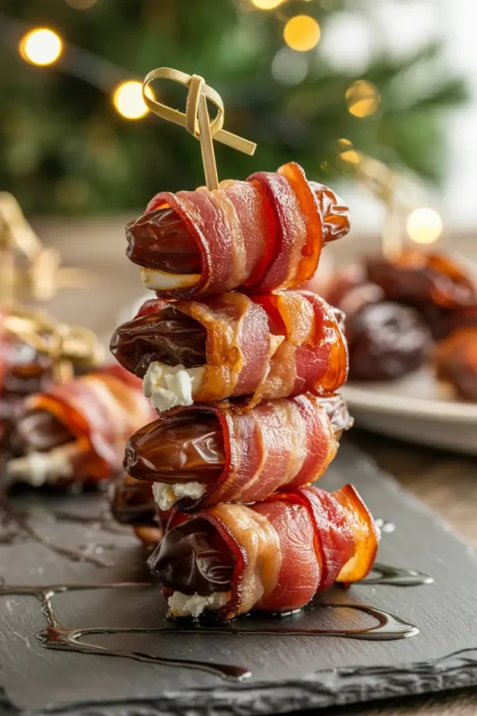 Bacon-wrapped dates stuffed with goat cheese
