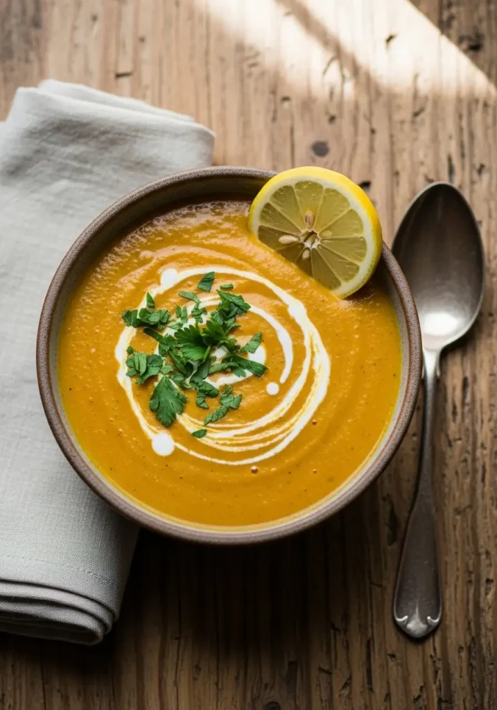 Bowl of gluten-free vegan lentil soup 