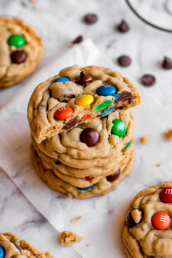 Freshly baked gluten-free monster cookies