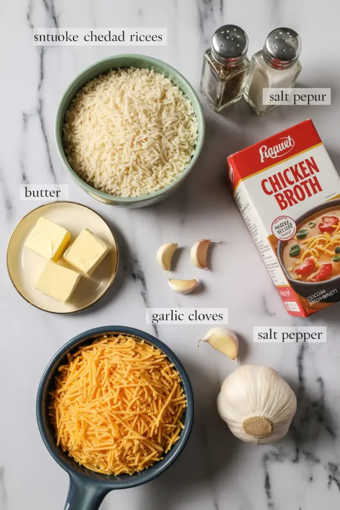 Gluten-Free Cheesy Rice Ingredients