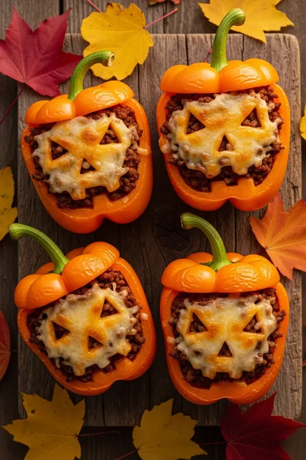 Gluten-Free Stuffed Pepper Jack-o'-Lanterns Halloween Recipe
