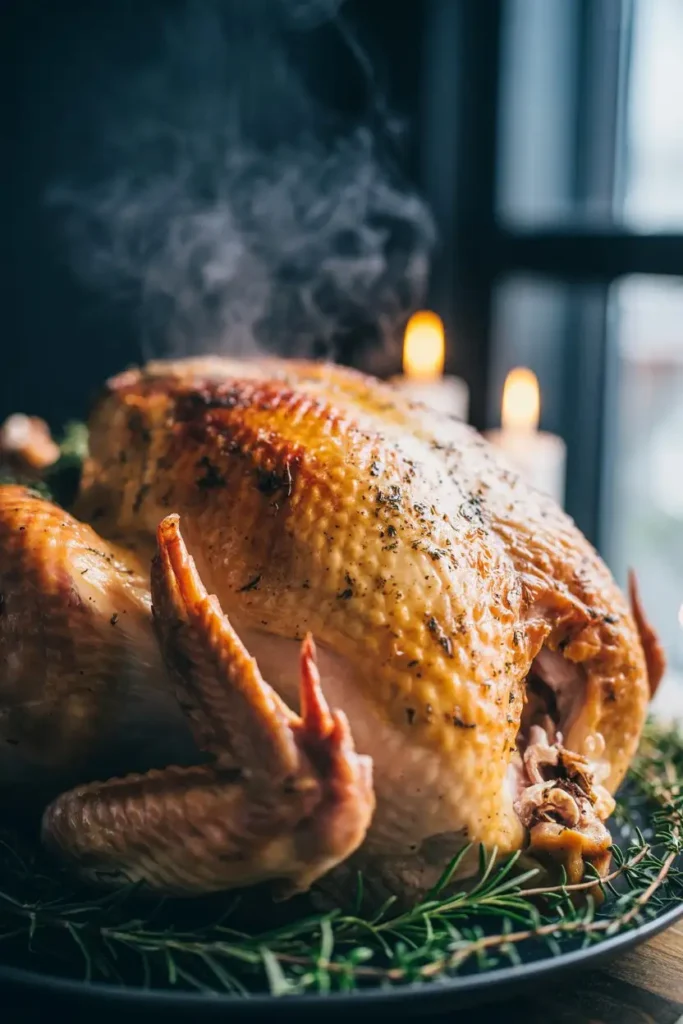 Golden brown roasted Christmas turkey