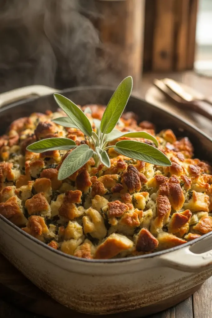 Golden herb stuffing with crispy top