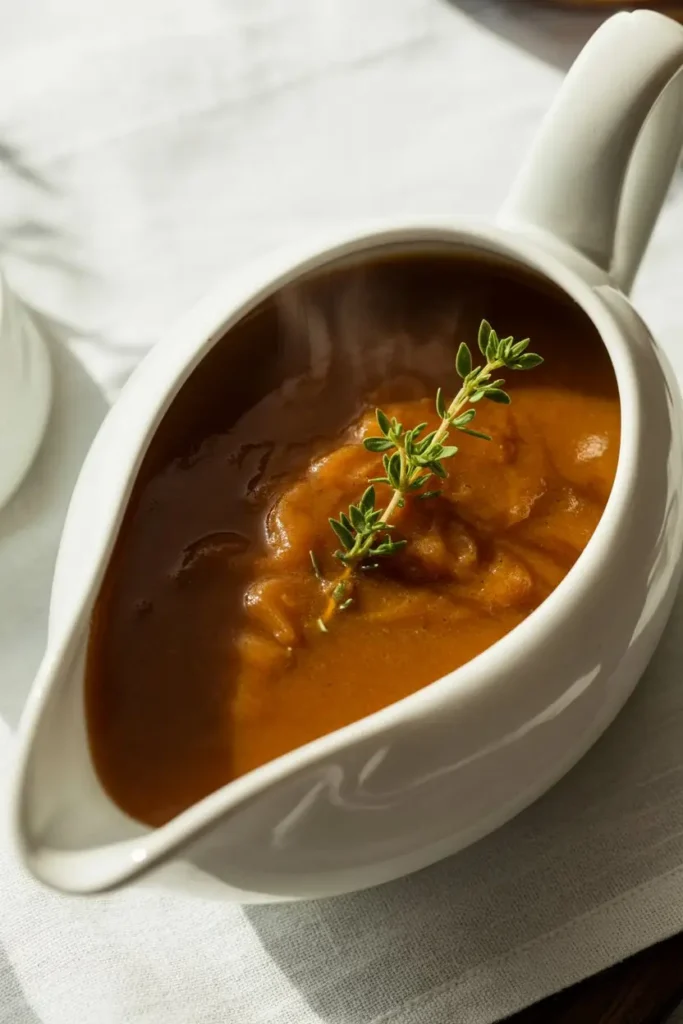 Rich Turkey Gravy in Gravy Boat