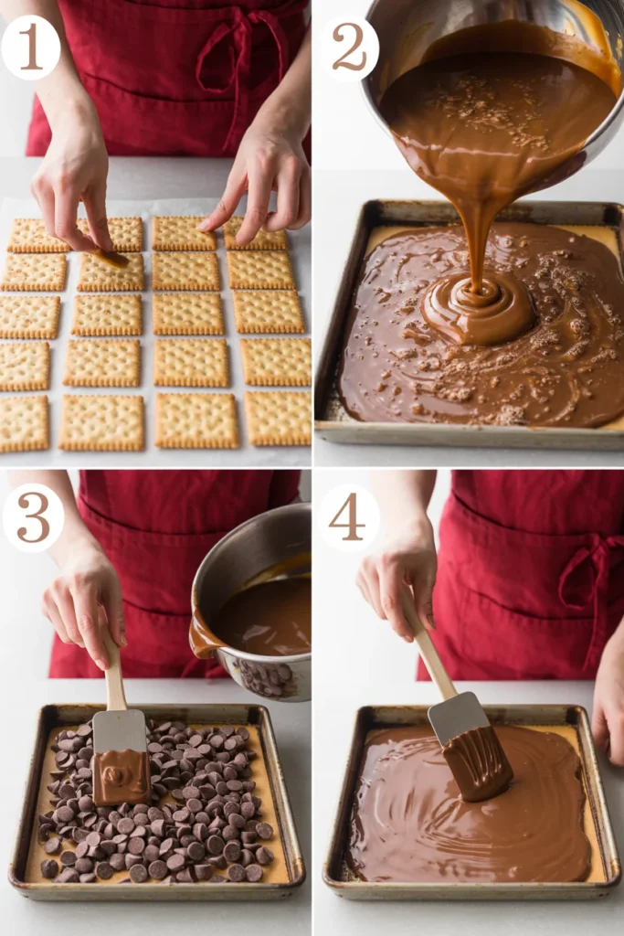 Step-by-step process of making gluten-free Christmas crack
