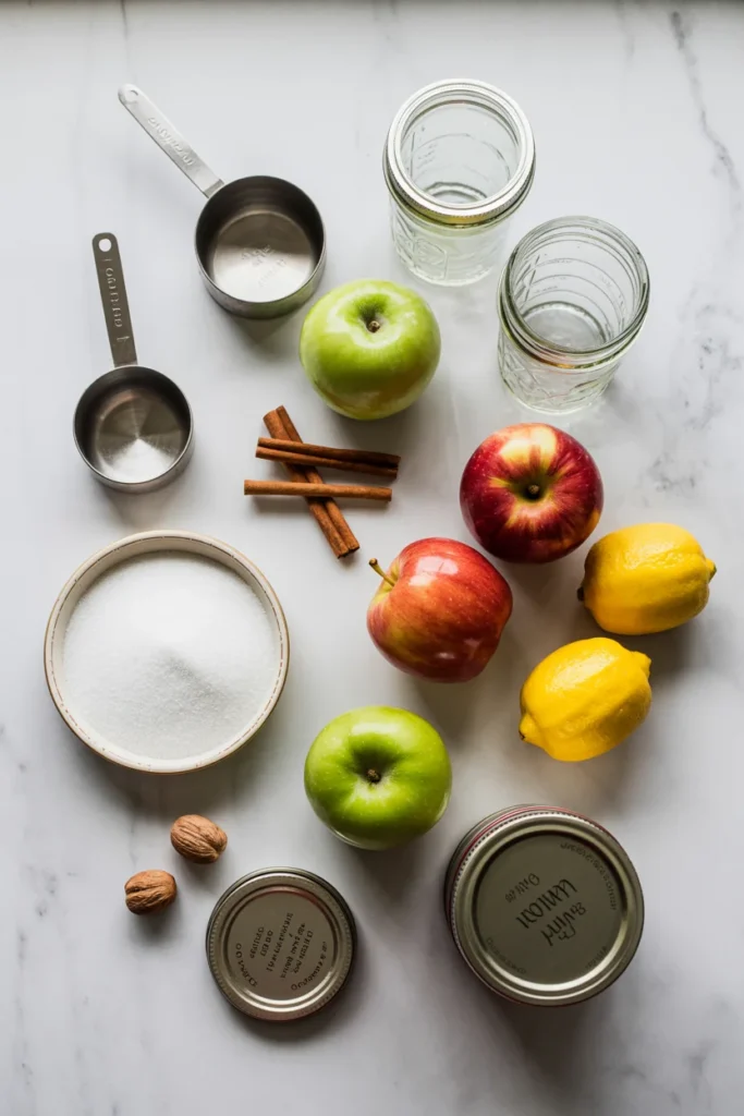 Ingredients for gluten-free apple canning recipe