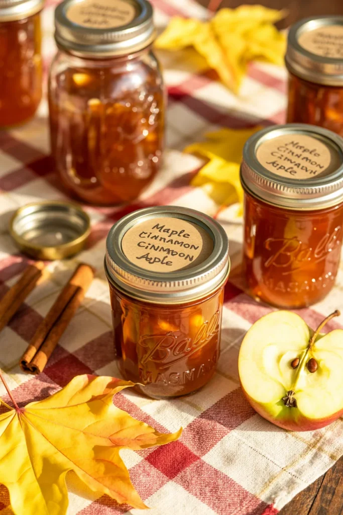 Maple apple jam jars