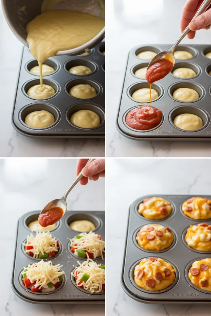 Step-by-step process of making gluten-free pizza bites